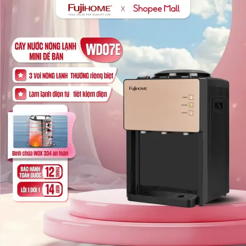 Cây nước nóng lạnh 3 vòi mini để bàn khoá an toàn, máy lọc nước uống gia đình tự ngắt tiết kiệm điện tiện lợi
