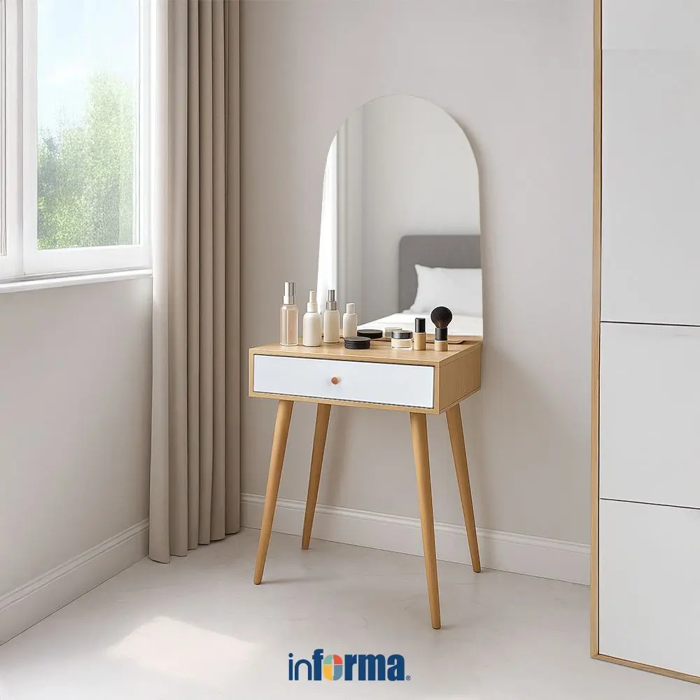 Informa Fiona Meja Rias - Putih Oak Vanity Table Meja Makeup Meja Dandan Vanity Desk