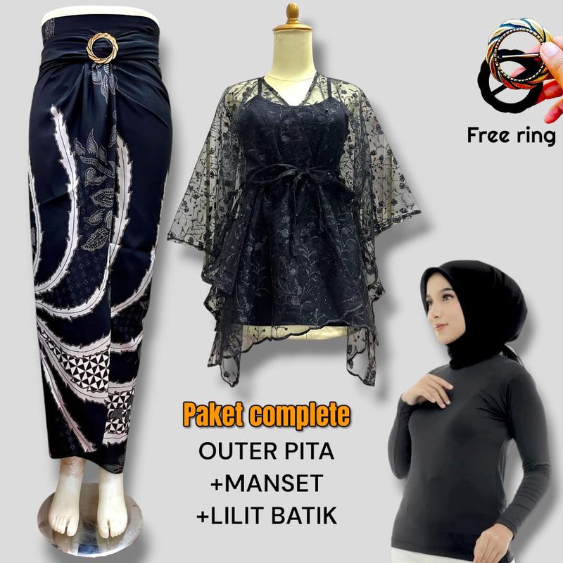 Outfit Atasan Fashion Satu Set Outer brokat cape Brokat Crop Kondangan Pesta Brokat seragam Bridesmaid Terbaru 2024-2025 6