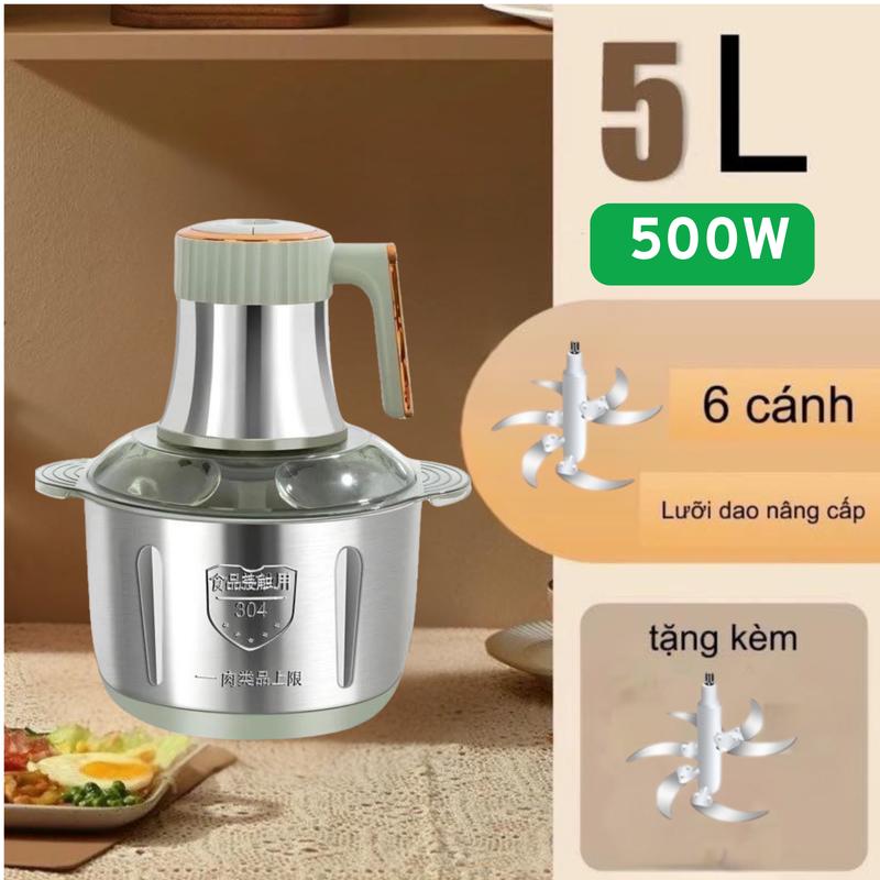 Máy xay thịt đa năng 5L - Công suất 500W - Cối inox 304 - Bảo hành 12 tháng [Tặng kèm lưỡi dao thay thế ]