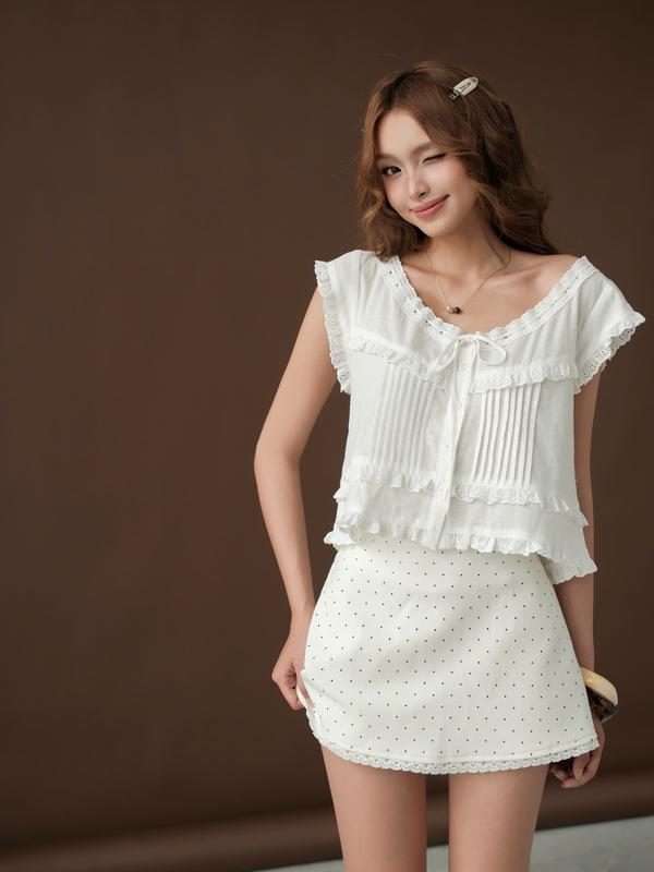  KIDO - Áo kiểu phối bèo NAOMI TOP 