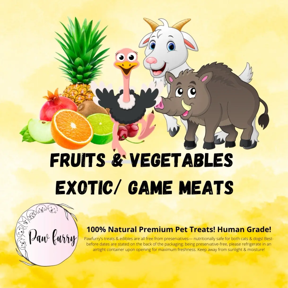 [Pawfurry] Fruits & Vegetable/ Exotic Game Meat, For Dogs and Cats, 60g, All Natural Ingredients