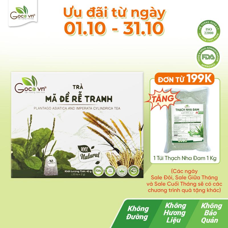 Trà mã đề rễ tranh túi lọc Goce - 40g (20 túi x 2g) - Nước Trà, Tea