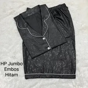 MISSIND - Piyama Hotpants Jumbo Wanita Satin Embos - Lengan Pendek Celana Pendek