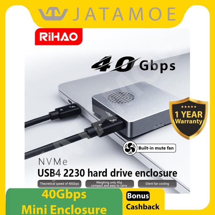 Jual RIHAO Mini Enclosure Thunderbolt 3/4 USB4.0 40Gbps NVMe M.2 SSD ...