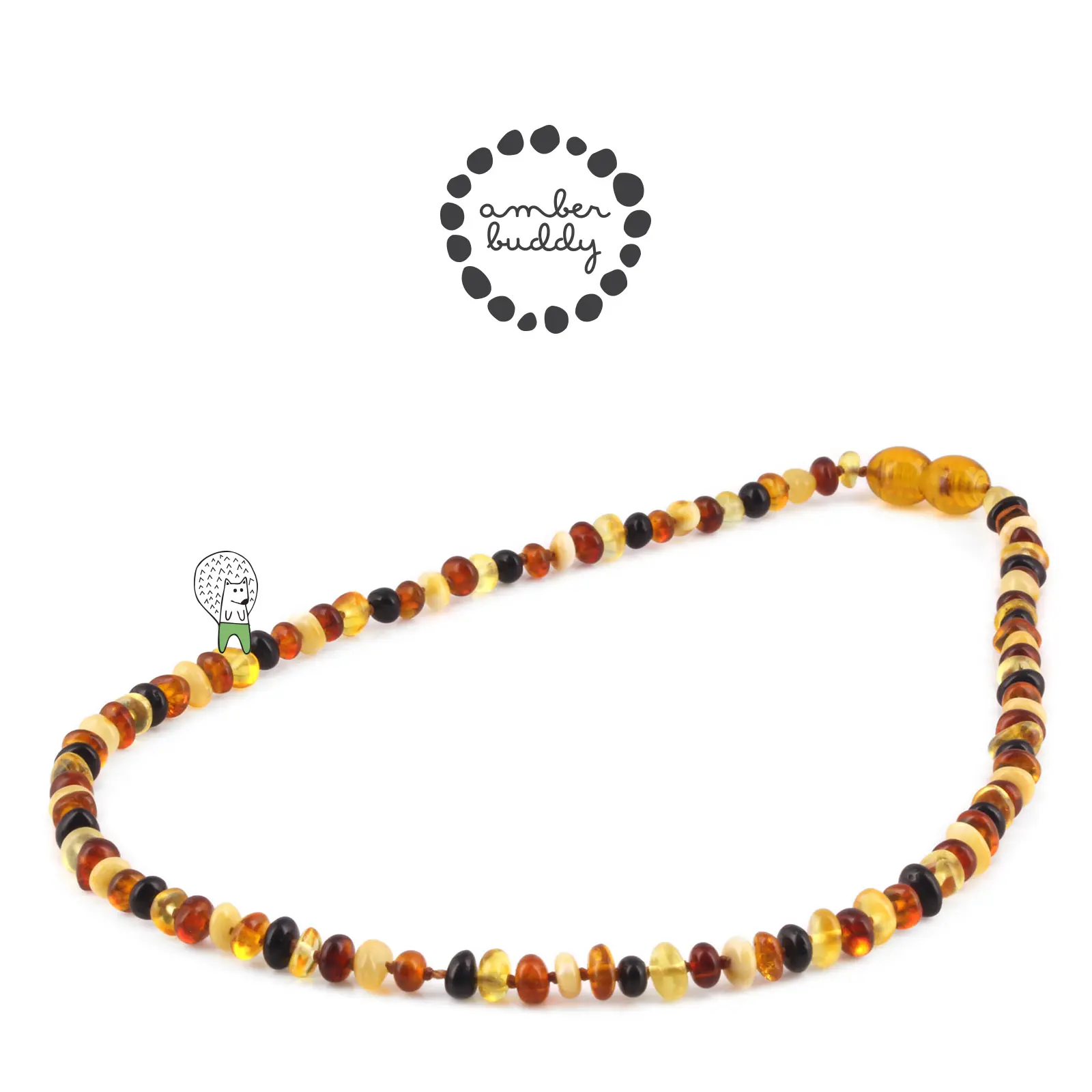 Amber Buddy | XR42M Kalung Amber Anak Multicolour Brown Glossy - 38cm Junior.