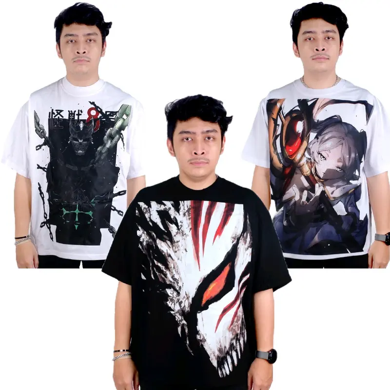 KAOS ANIME MANGA KOMIK KAIJU NO 8 BLEACH ICHIGO FRIEREN BAJU KARTUN BIG SIZE KATUN COMBED 20S 0