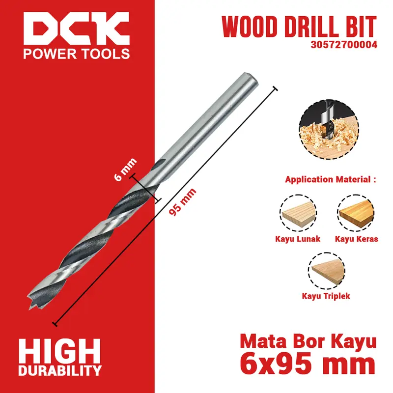 DCK Wood Drill Bit / Mata Bor Kayu 3, 4, 5, 6, 7, 8, 9 mm