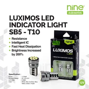 LUXIMOS Lampu Sein Senja Plat Motor Cabin Mobil T10 9 Mata Titik PNP LED SB5 - NINE AUTOSERIES