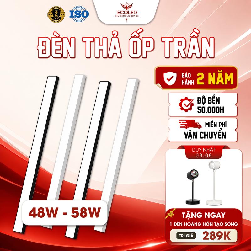 Đèn Thả Trần LED 48W 58W Hiện Đại Dài 1m2 Ánh Sáng Trắng, Đèn Thả Cho Văn Phòng Quán Cafe