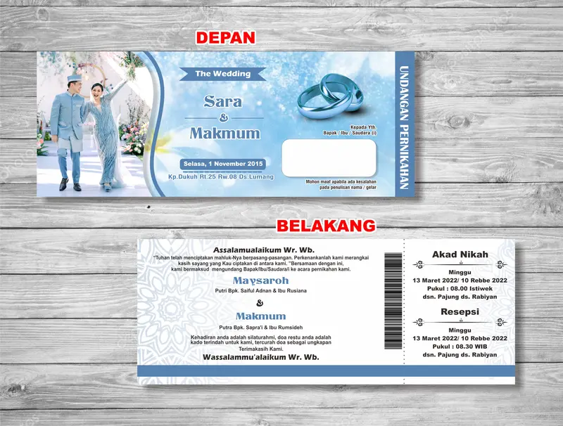 (50PCS) UNDANGAN 1 LEMBAR H_1 (BOLAK BALIK) MINIMALIS DAN MURAH Plastik Cards 3