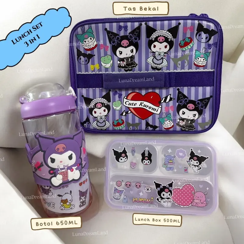 PAKET LUNCH SET 3IN1 / KOTAK MAKAN+BOTOL MINUM+TAS BEKAL 0