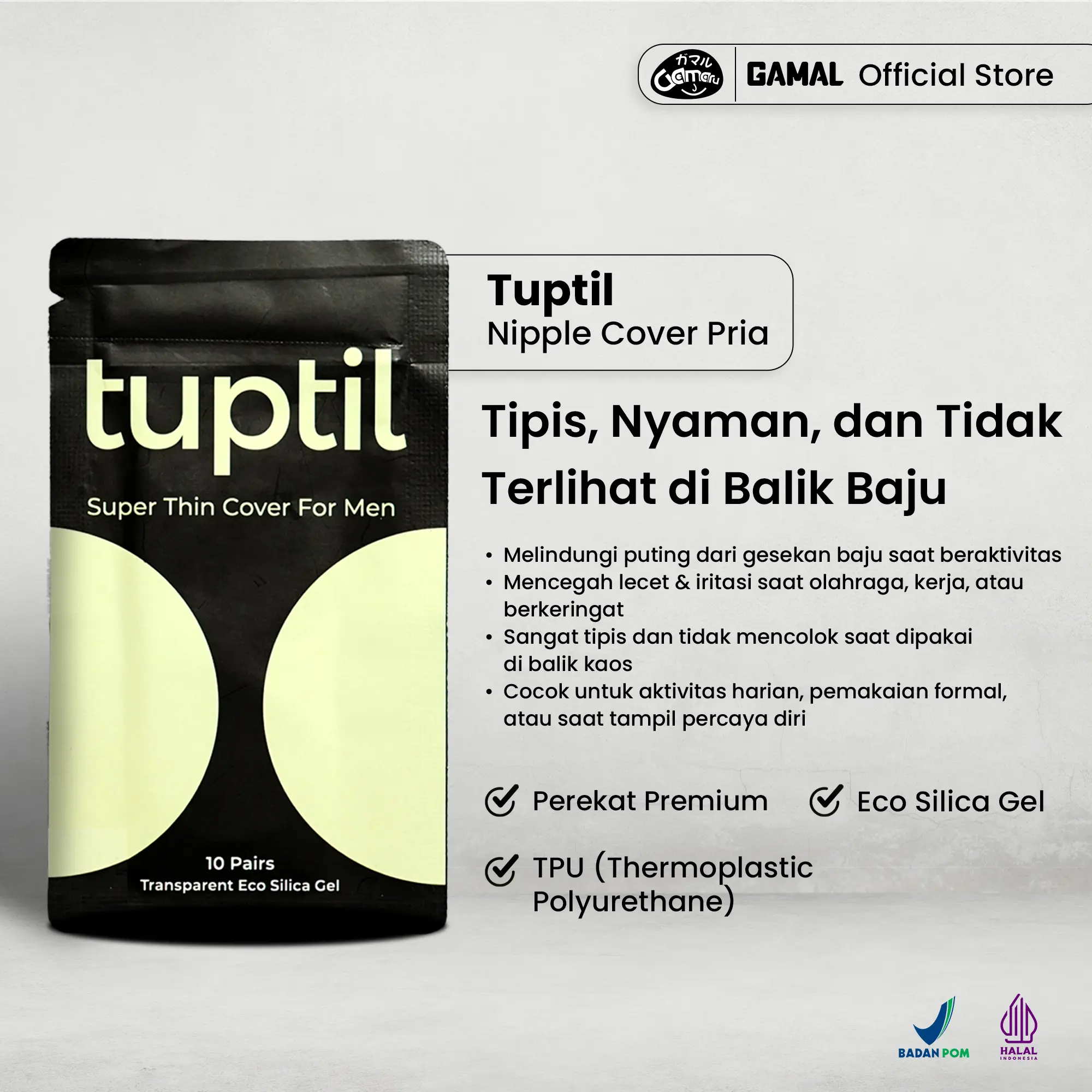 GAMAL | Tuptil | Nipple Cover Pria | 10 pasang | Melindungi Put*ng Pria Dari Gesekan
