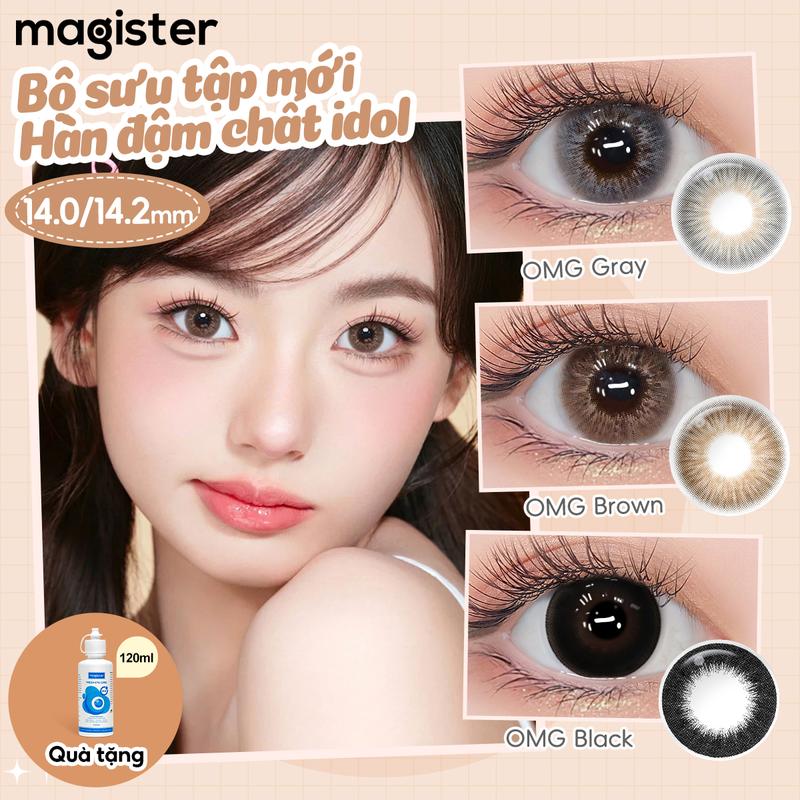 【New Magister Kính Áp Tròng 1 cặp OMG ZOE Brown Black Lens Mắt Màu DIA 14.00 14.2mm 6 Tháng Tự Nhiên OMG Black Kính Áp Tròng Lens Tặng Khay Gương