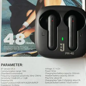 TWS Bluetooth earbuds PM 40 Dengan fitur Strong magnetic anti jatuh