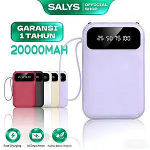 SALYS LENTIVEN PowerBank 20000mAh Fast Charging Mini Dengan 4 Kabel Usb Type C Lightning Micro Led Display