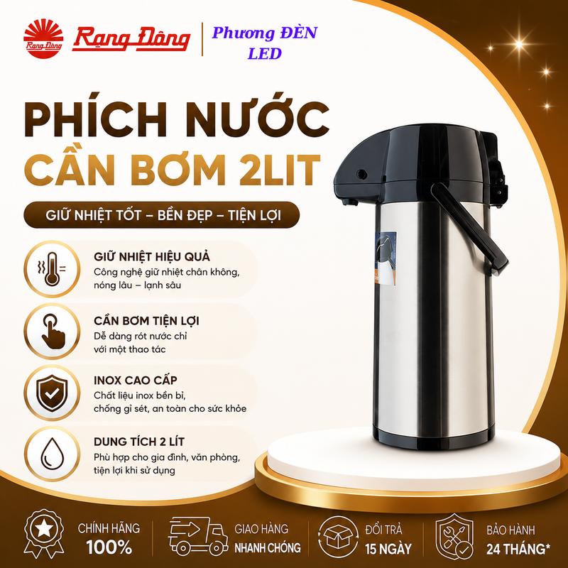 Phích nước Cần Bơm Inox Rạng Đông RD-2045ST1