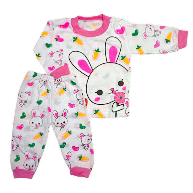 Setelan baju bayi 1pcs/Paket 3Pcs Perempuan Lengan Panjang Motif Kelinci/  Setelan Baju Celana - Katun Lembut Perempuan Fashion Anak Biru Pink 3