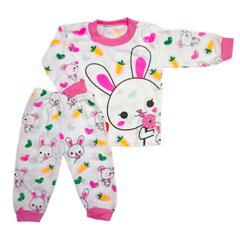 Setelan baju bayi 1pcs/Paket 3Pcs Perempuan Lengan Panjang Motif Kelinci/  Setelan Baju Celana - Katun Lembut Perempuan Fashion Anak Biru Pink 2
