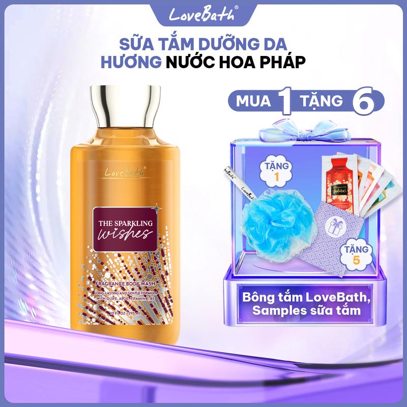 Hộp Sữa Tắm Hương Nước Hoa Pháp The Sparkling Wishes 295ml Chiết xuất từ dầu Olive {Quà tặng bông tắm & 5 gói sữa tắm 12ml} | Lovebath Việt Nam 