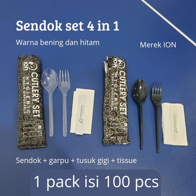 Sendok set 4 in 1 ion 100pcs & hygiene 50pcs | sendok garpu set - Shop ...