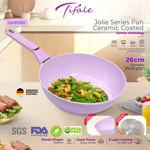 Tifale Aesthetic Jolie Pan Lavender Wokpan 26 cm Ceramic coated Premium Wajan Panci Penggorengan Granite Marble Anti Lengket Non-Stick