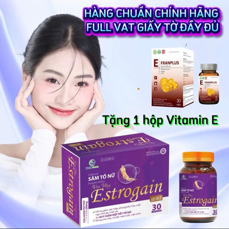 Mua 1 tặng 1 BẢN CAO CẤP Viên uống SÂM TỐ NỮ Estrogain 1 hộp 30 viên tặng kèm 1 hộp Vitamin e đỏ hỗ trợ chăm sóc sắc đẹp
