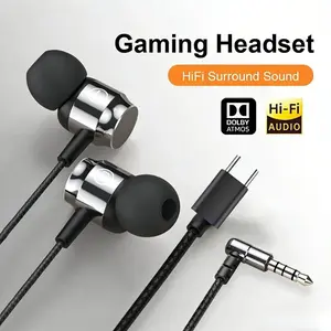 A08/D2  eSports headphone kabel 3.5mm /  TYEP-C   ke dalam telinga gaya permainan earphone  High fidelity HiFi kualitas suara nyaman  tanpa rasa sakit memakai