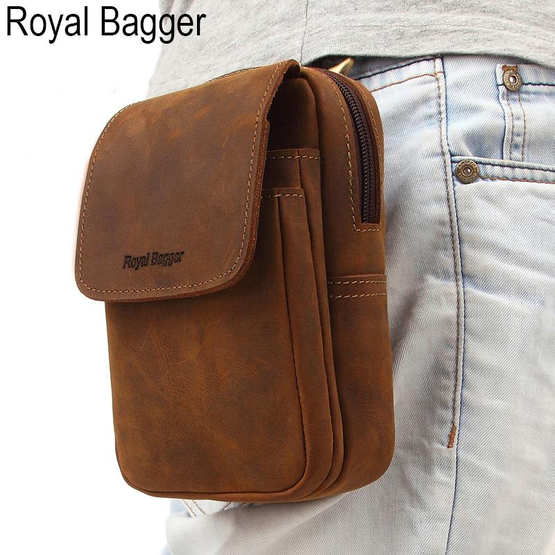 Túi Đeo Hông Họa Tiết Cá Sấu Royal Bagger Dành Cho Nam Da Bò Thật Túi Đeo Vai Cổ Điển Thể Thao Ngoài Trời Thường Ngày