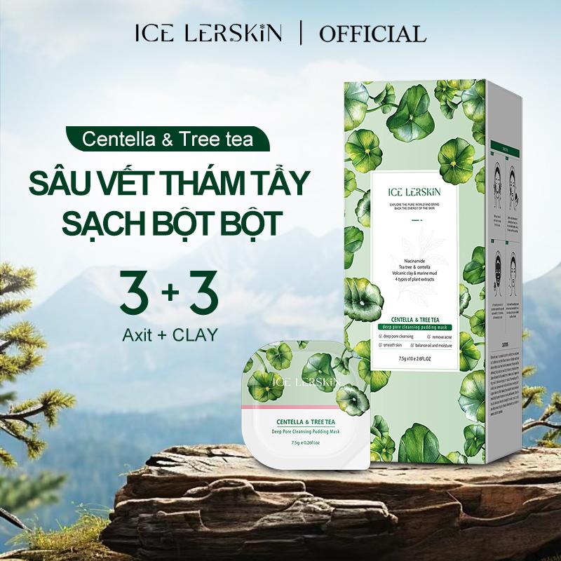 ICE LERSKIN Mặt Nạ Pudding chứa chiết xuất Centella và cây trà một hộp 10 miếng tổng cộng 75g