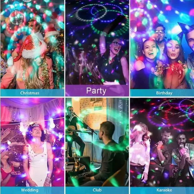 Đèn DJ Quả Cầu Disco, Đèn Tiệc, Kích Hoạt Âm Thanh, Đèn Nhấp Nháy Sân Khấu Xoay RGB, Có Điều Khiển Từ Xa Không Dây, Thích Hợp Cho Tốt Nghiệp, Sinh Nhật Trẻ Em, Đám Cưới, Zumba, Trang Trí Mùa Hè, Quán Bar 2