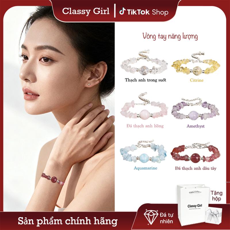  【Ưu đãi sản phẩm mới Vòng tay năng lượng đá tự nhiên Vòng tay thu hút tiền tài tình duyên may mắn và sự nghiệp Vòng tay pha lê hồng pha lê vàng pha lê tím cho cặp đôi nam nữ Trang sức đơn giản dễ phối đồ Đồ trang sức - Classy Girl 