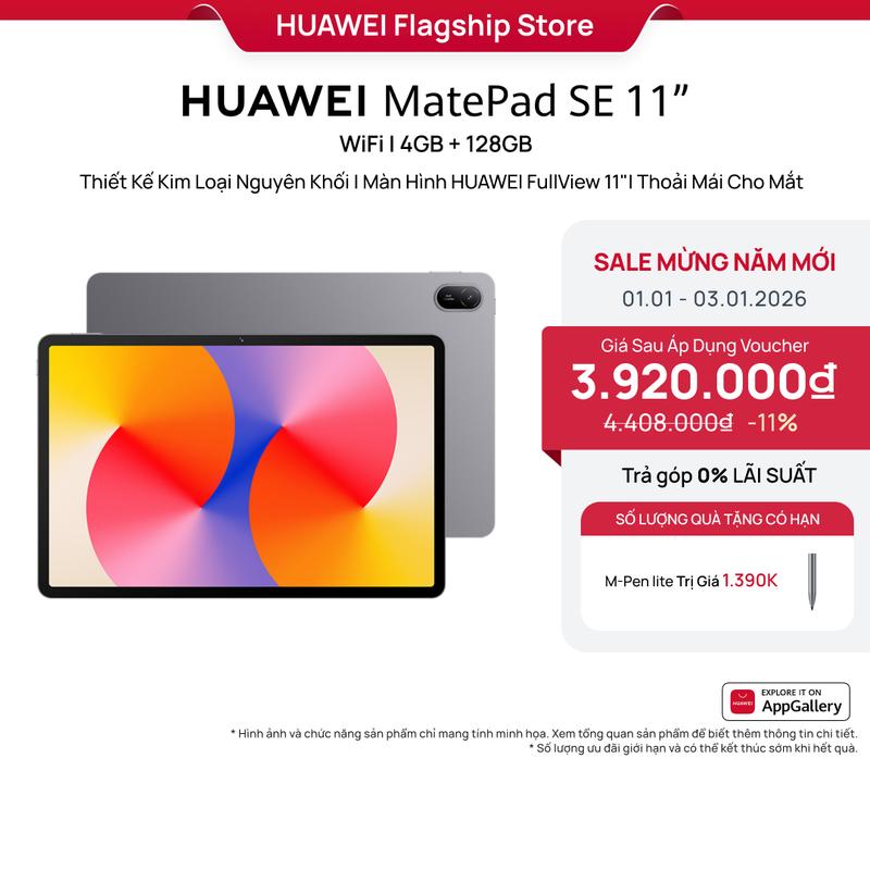  Máy Tính Bảng | HUAWEI MatePad SE 11” Thiết Kế Kim Loại Nguyên Khối Màn Hình HUAWEI FullView 11" Thoải Mái Cho Mắt Pin Mạnh Mẽ 7700 mAh 