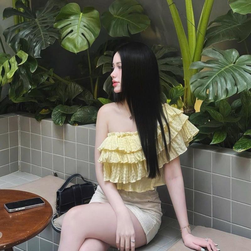 Áo Trễ Vai Bèo Tầng Xốp Nhún Mặc 3 Kiểu Form Croptop”HELI top” siêu xinh-Dành Cho Nữ