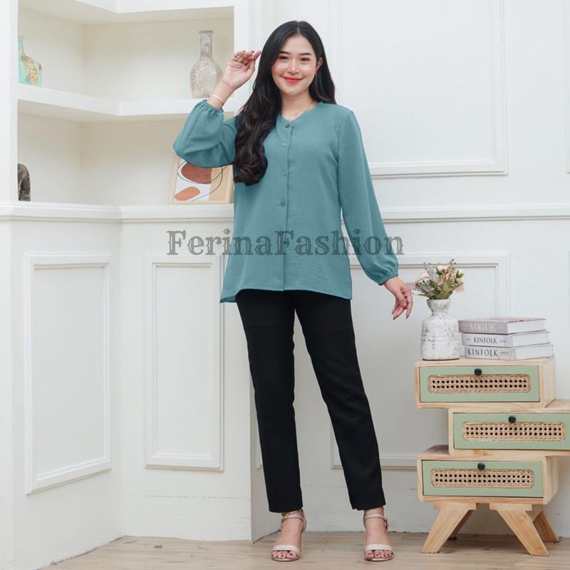 Bilenza Blouse Atasan Wanita Polos Bahan Crinkle Premium 6
