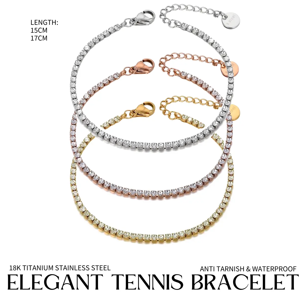[SG] ELEGANT TENNIS BRACELET 2mm | BEST SELLER | STAINLESS STEEL | DAILY WEAR | KINDRED JEWELS