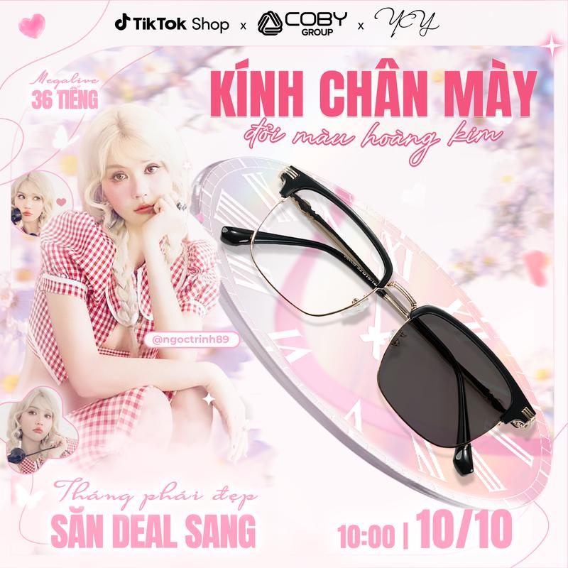 Mắt Kính Chân Mày Hoàng Kim Đổi Màu Khi Ra Nắng, Chống Tia UV, Đổi màu Khi Ra Ngoài Trời Họa Tiết Chân Kính Thượng