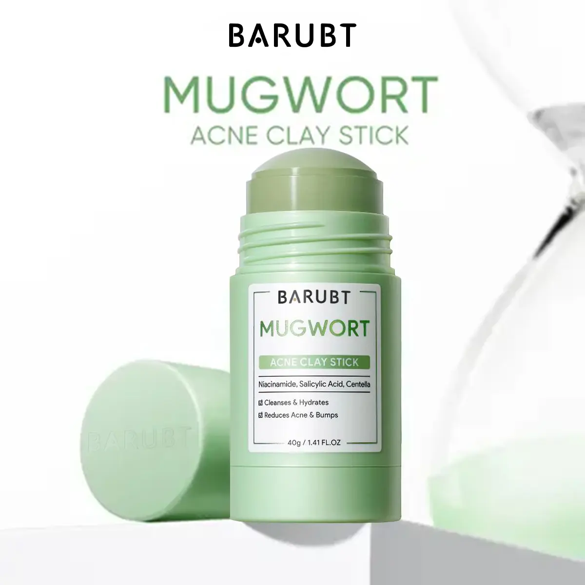 BARUBT wormwood volcanic mud mask stick deep gentle cleaning blackheads repair facial care mud film.