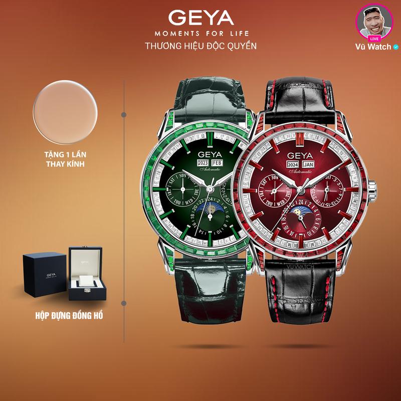  Đồng hồ cơ nam GEYA G78188  QC   - chống nước 10ATM mặt kính sapphire | bảo hành 5 năm 