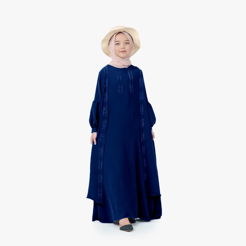 Basadzhi Kids Baju Muslim Anak Usia 5Th Sampai 13 Th Bahan Cey Crinkle Cantik Kancing Nyaman Hitam Variasi Putih Gamis Tanggung 4