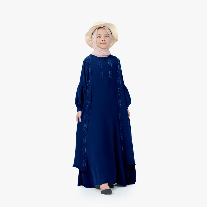 Basadzhi Kids Baju Muslim Anak Usia 5Th Sampai 13 Th Bahan Cey Crinkle Cantik Kancing Nyaman Hitam Variasi Putih Gamis Tanggung 3