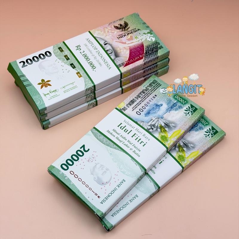 Amplop Lebaran Motif Uang Segepok Motif 3D ukuran Panjang isi 5 pcs untuk Idul Fitri