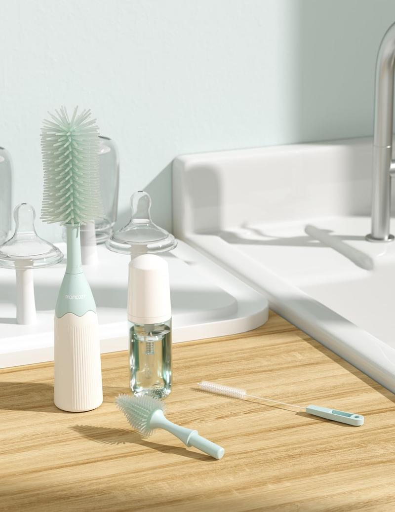 Product Introduction of Bottle Brush Kit, Innovative Push-Press Design for Better Cleaning - Baby Bottle Cleaner Brush for Baby Bottle, Breast Pumps and More - Can Generate Foam for Better Cleaning 6