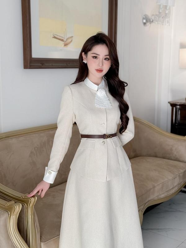 Set áo + chân váy dạ tex cao cấp YAME DRESS DESIGN YS301 Nữ Women Tặng đai ngẫu nhiên