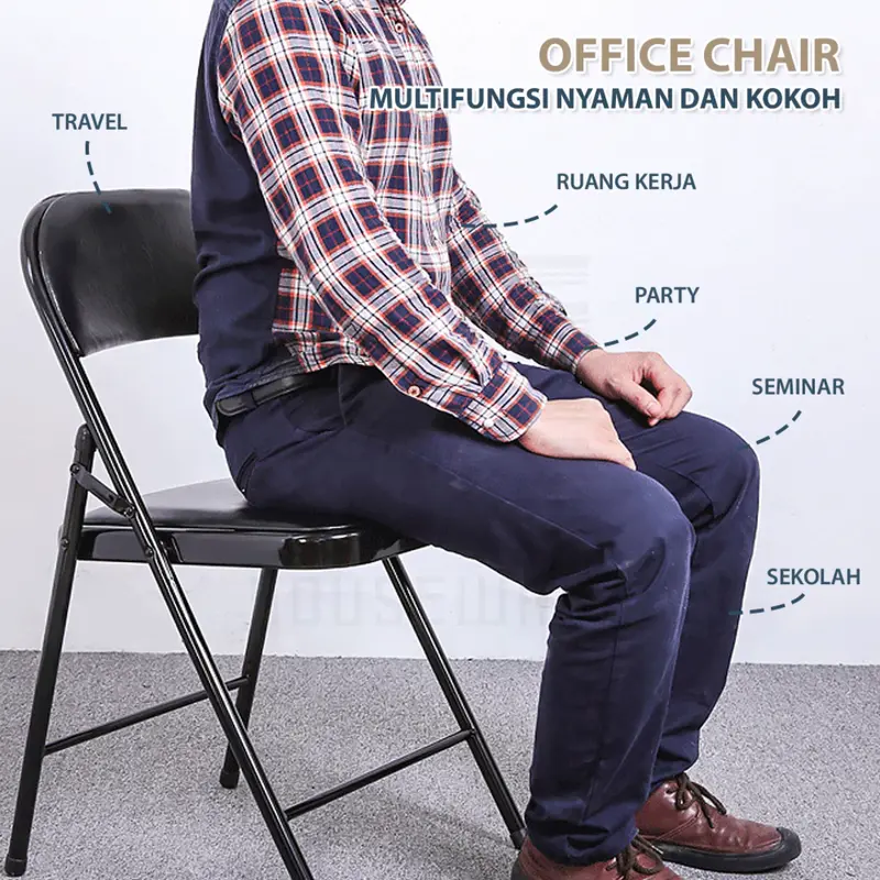 UNITWO Living Nurmina Kursi Lipat Portable / Kursi Belajar / Kursi Kampus / Bangku Lipat / Kursi Kerja / Kursi Kantor (45cm x 114cm) / Minimalis Chairs / Furniture Estetik 2