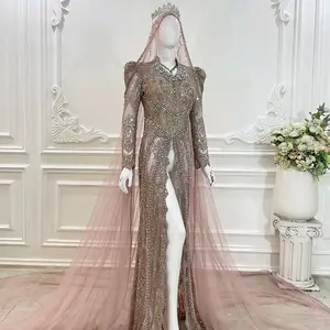 Kebaya Pengantin Gaun Premium Putih Sage Mocca Full Payet Slim Dress Wanita Panjang Mewah Luxury Chantilly Semi Prancis Santili Pesta