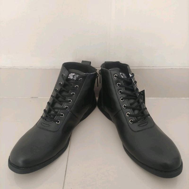 Sepatu Formal Tinggi Model Boot Pria Pantofel Hitam Paskibra Shoes sintetis fleksibel Kerja 2