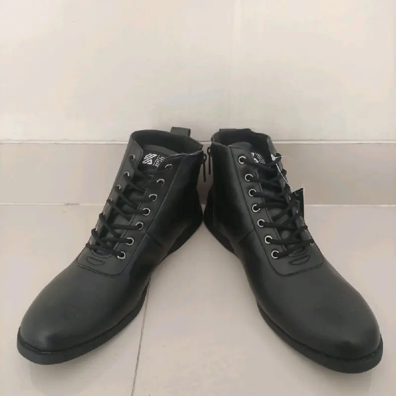 Sepatu Formal Tinggi Model Boot Pria Pantofel Hitam Paskibra Shoes sintetis fleksibel Kerja 2