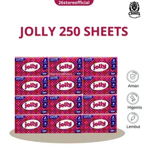 PAKET (12 PACK) Tisu Pembersih Wajah JOLLY Facial Tissue 250s Sheet 2 ply - 250 Lembar 2 Rangkap/Lapis x 12 PCS/PACK - Tissu Muka