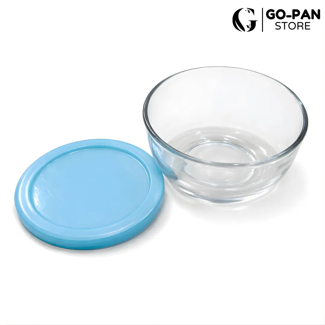 Mangkok Sambal Kaca + Tutup Plastik Tebal Bening Tahan Panas Diameter 10 cm / Mangkok Sambal Kecil Aesthetic / Mangkuk Mpasi Kecil - Go-Pan Store Buah Bulat